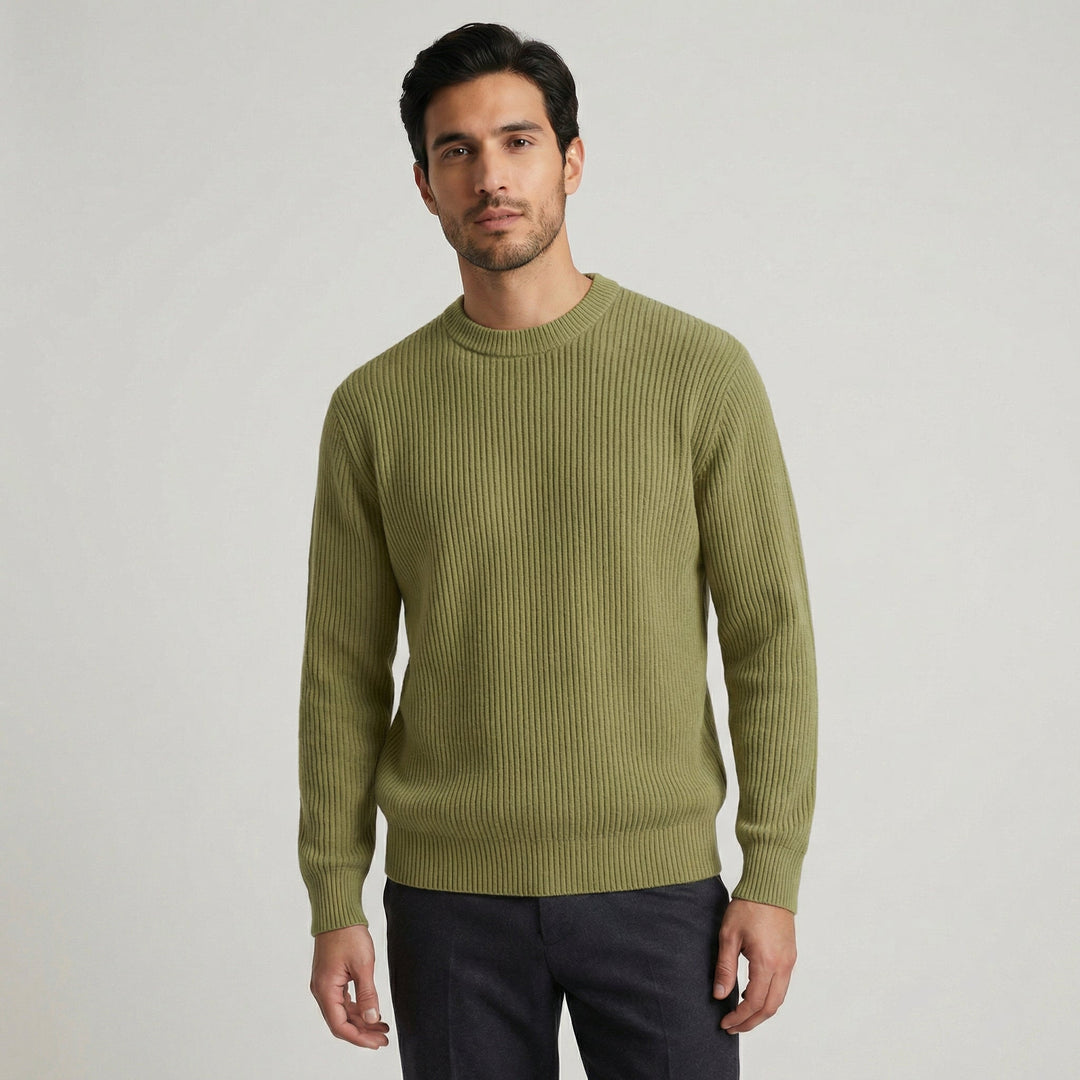Men's Merino Wool Knit Jumper Crew Neck Sweater