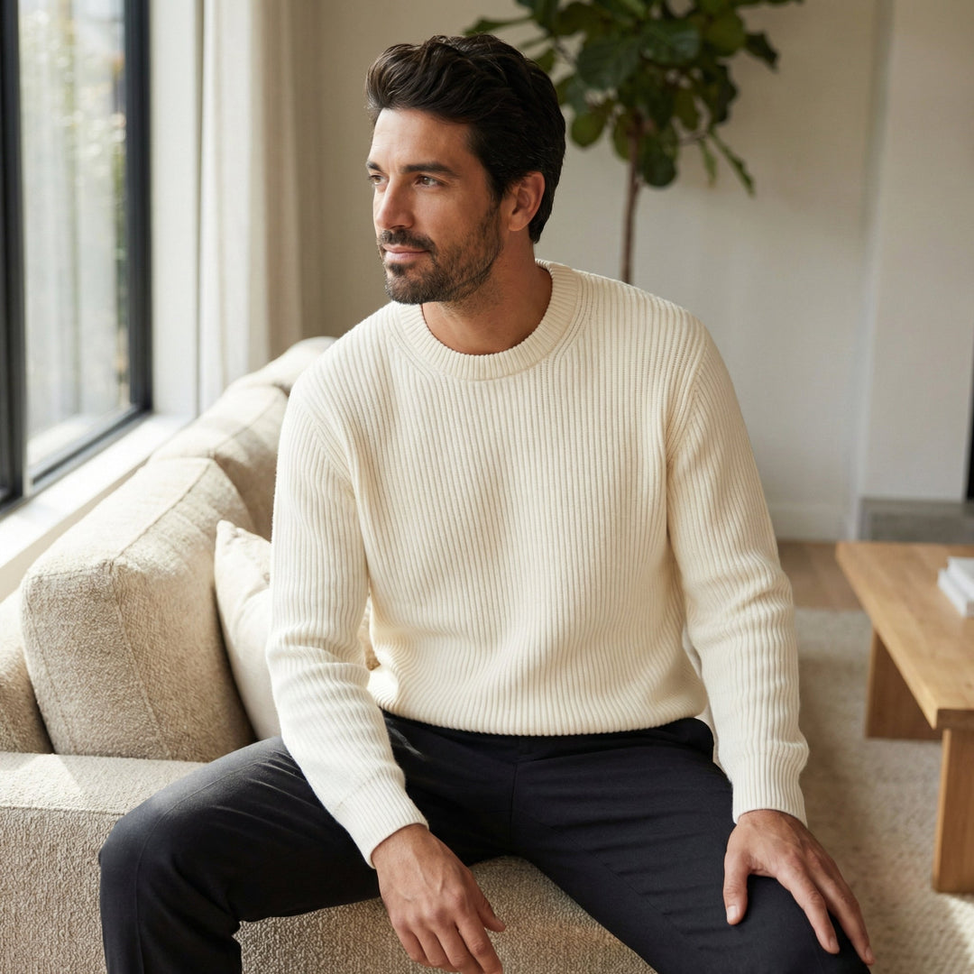 Men's Merino Wool Knit Crew Neck Jumper Sweater