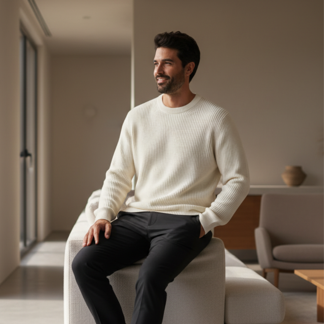 Men's Merino Wool Knit Crew Neck Jumper
