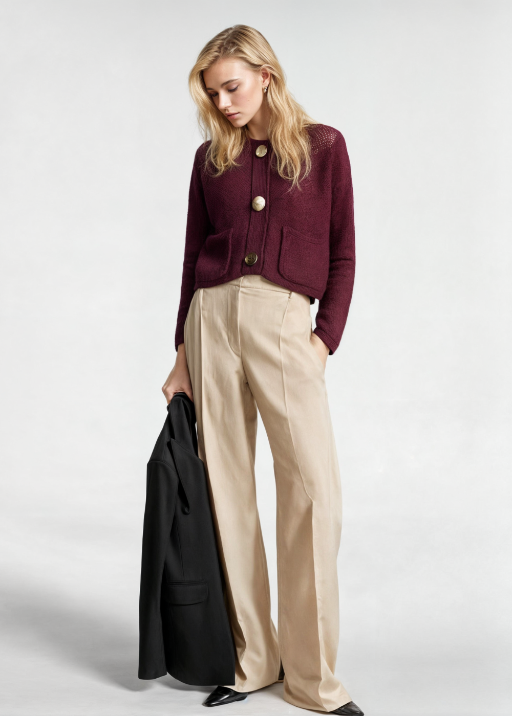 Women Cardigan Knitwear Wool Mix Sweater