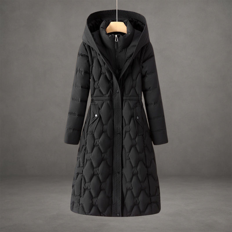 Women's Waterproof Fleece Lined Hooded Puffer Long Coat
