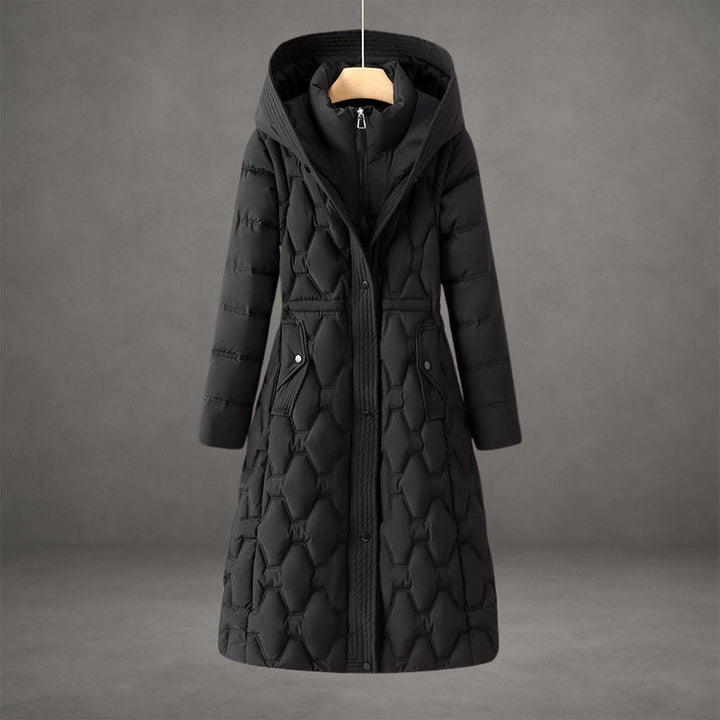 Women's Waterproof Fleece Lined Hooded Puffer Long Coat