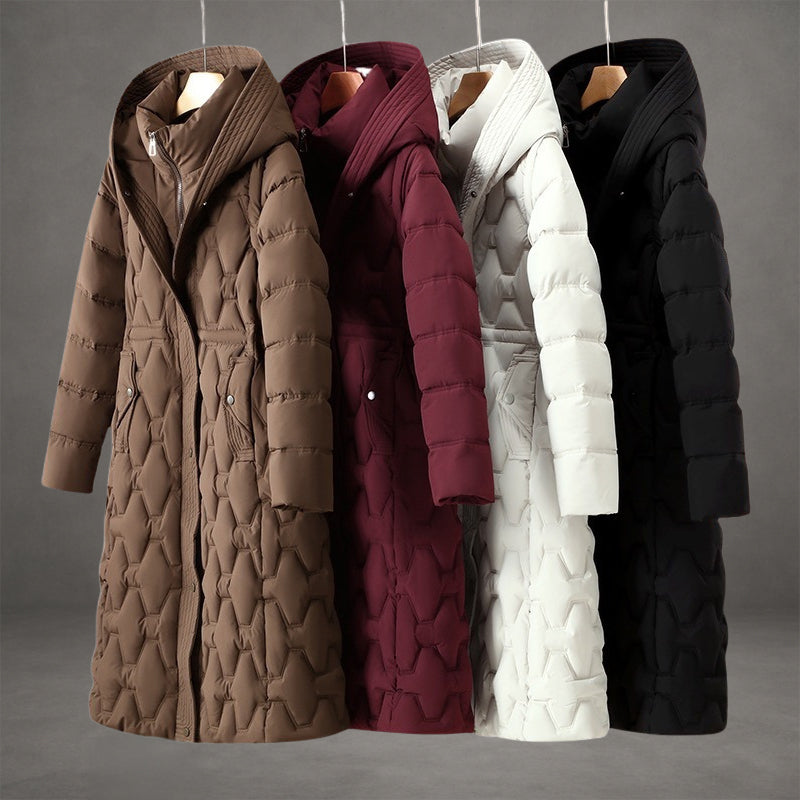 Women's Waterproof Fleece Lined Hooded Puffer Long Coat