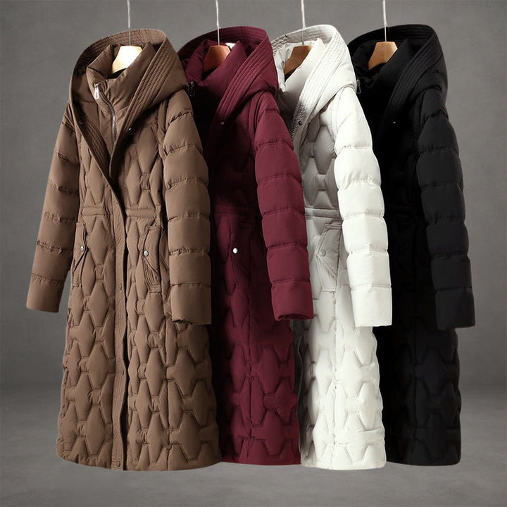 Women's Waterproof Fleece Lined Hooded Puffer Long Coat