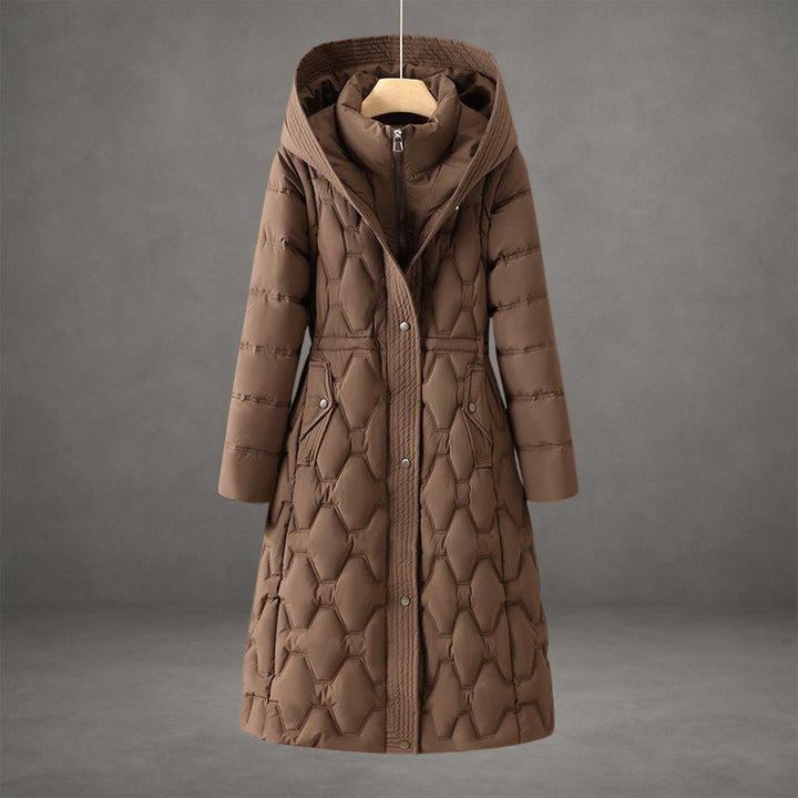Women's Waterproof Fleece Lined Hooded Puffer Long Coat