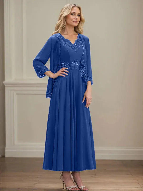 Women's Chiffon Evening Dress with Jacket