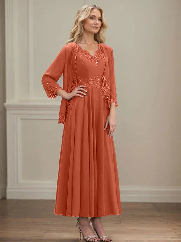 Women's Chiffon Evening Dress with Jacket