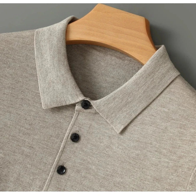 Pull polo en maille à manches longues pour homme