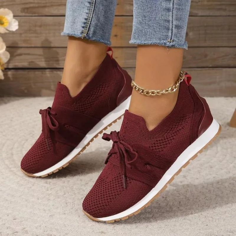 Women Sneakers Mesh Knit Low Top Lightweight Walking Shoes
