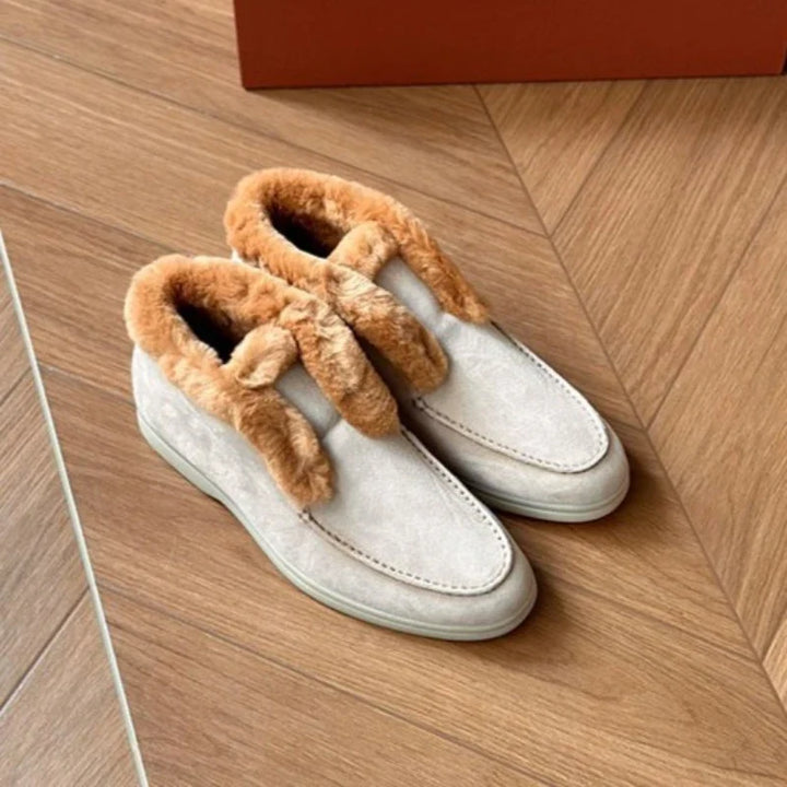 Bottines à enfiler pour femmes en daim doublées de polaire