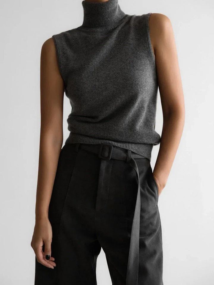 Women's Wool Turtleneck Sleeveless Tank Top