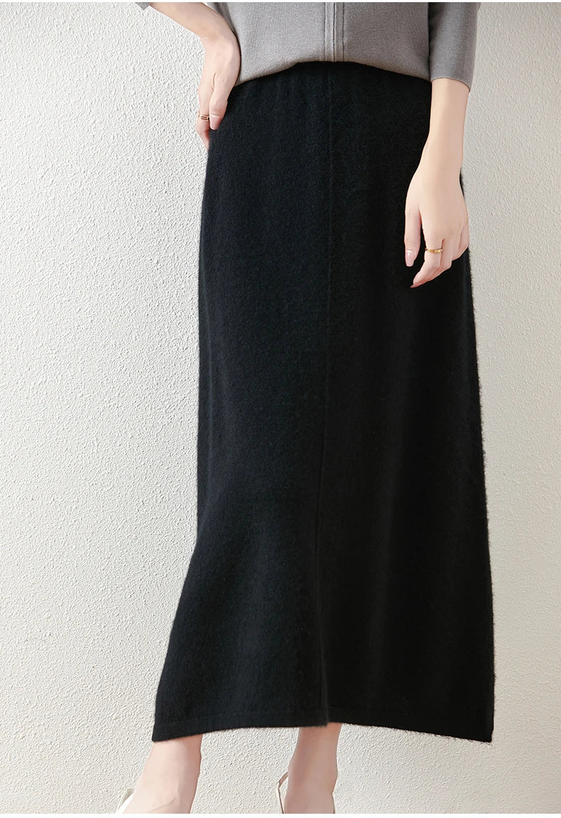 Women's Wool Knit Midi Skirt
