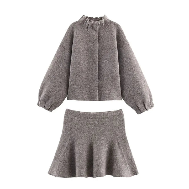 Women's Knit Jacket and Skirt Coordinated Set
