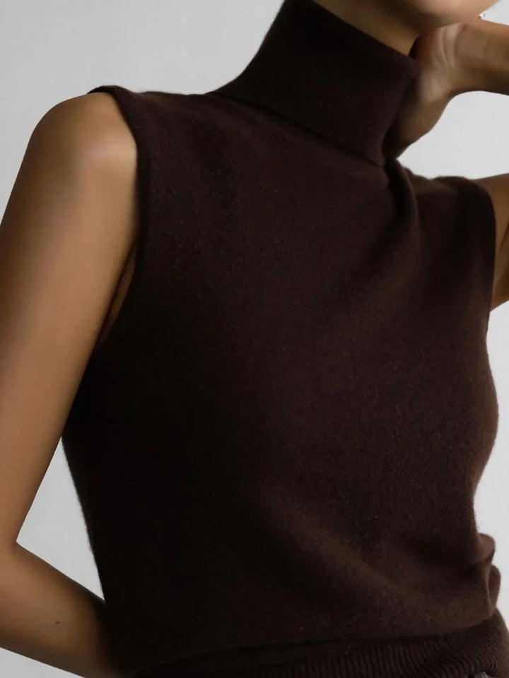 Women's Wool Turtleneck Sleeveless Tank Top