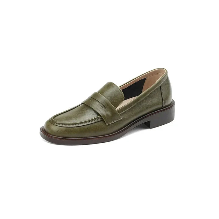 Γυναικεία δερμάτινα penny loafers, επίπεδα casual παπούτσια χωρίς κορδόνια