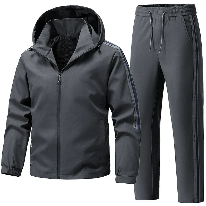 Men's Fleece Tracksuit Zip Up Hooded Sweatsuit Set