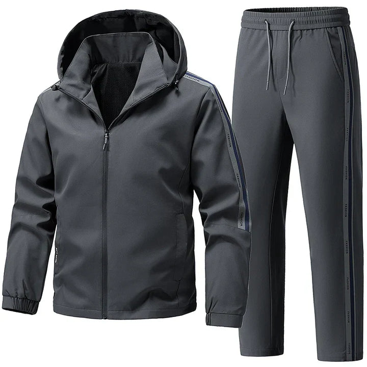 Men's Fleece Tracksuit Zip Up Hooded Sweatsuit Set