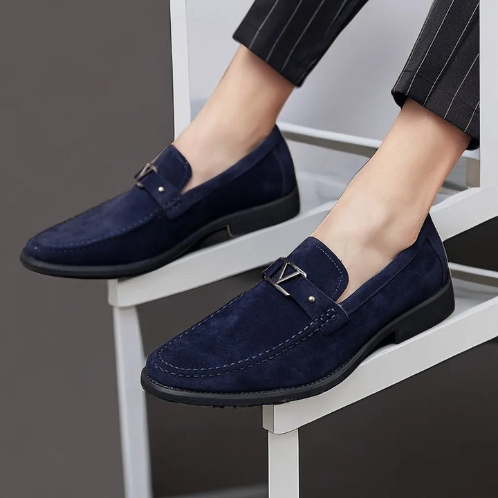 Męskie zamszowe mokasyny wsuwane, skórzane eleganckie buty do jazdy samochodem