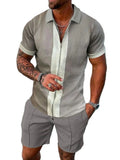 Men's Knit Quarter-Zip Polo Shirt and Shorts Two-Piece Set