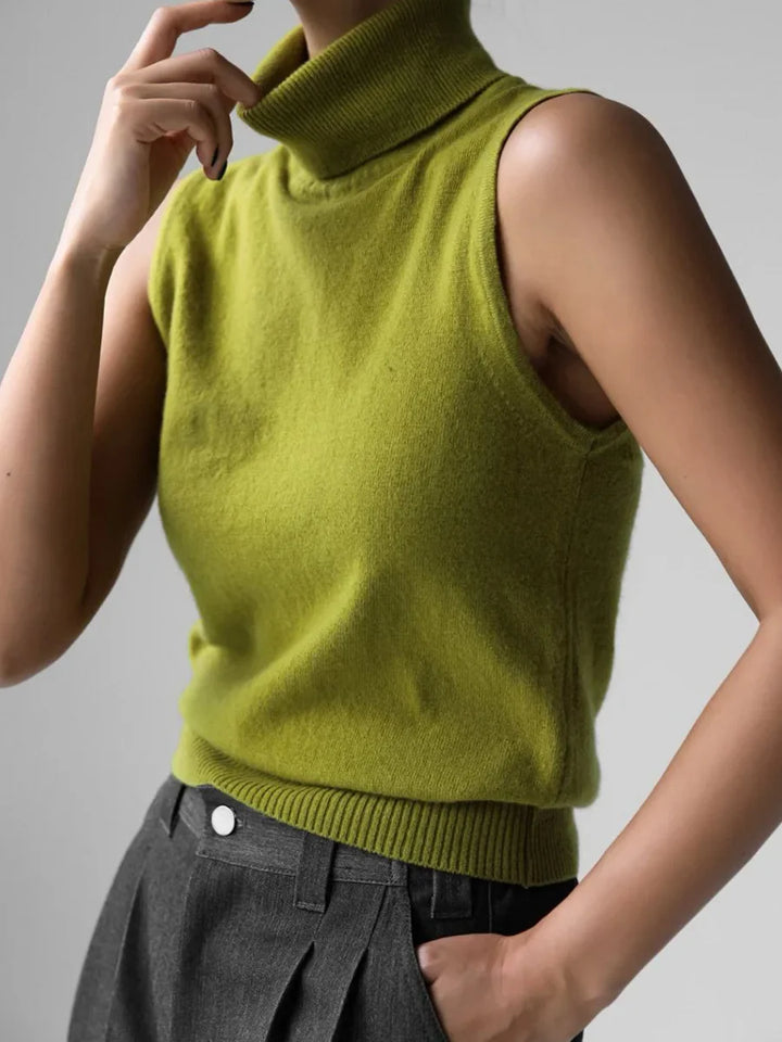 Women's Wool Turtleneck Sleeveless Tank Top