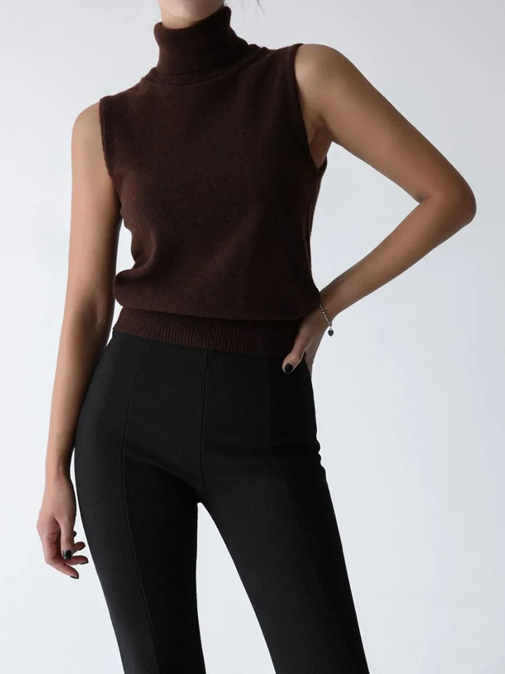 Women's Wool Turtleneck Sleeveless Tank Top