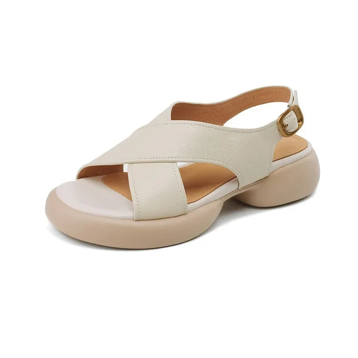 Sandales plates à brides en cuir pour femmes