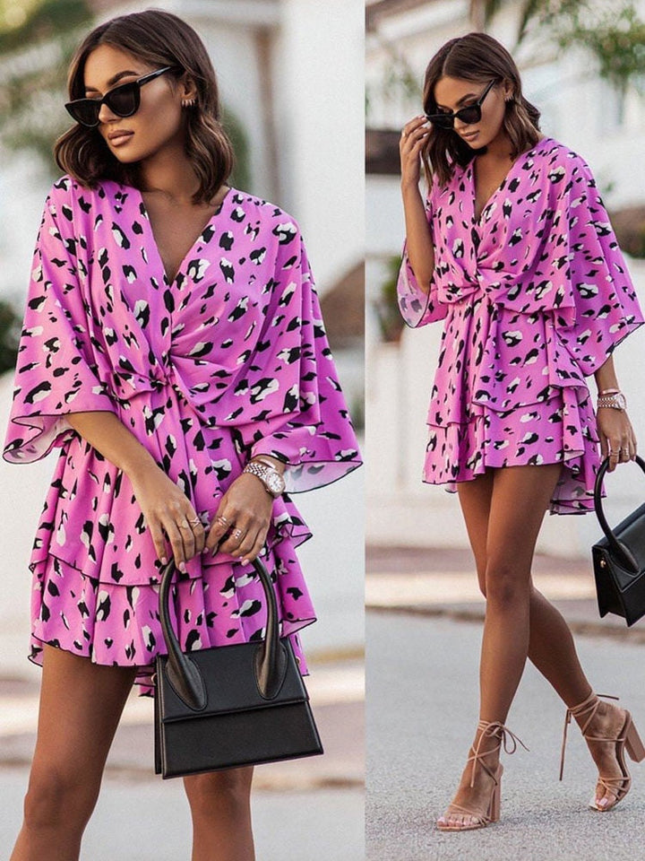 Women's Floral Mini Dress Lightweight Chiffon Party Outfit