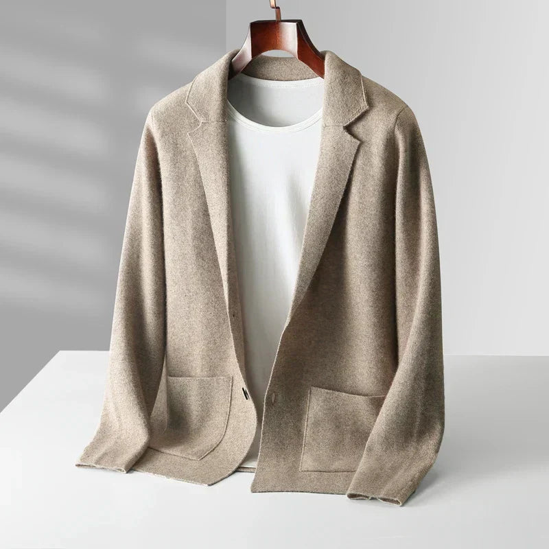 Men's Wool Knit Blazer Cardigan Jacket