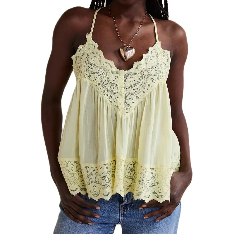 Women's Lace Camisole Sleeveless Blouse Tank Top