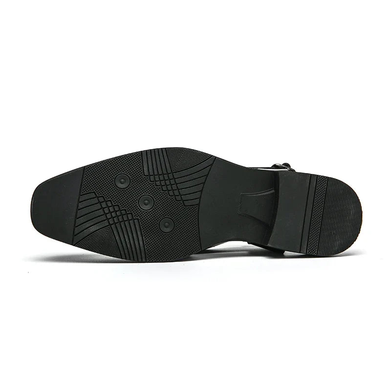Męskie skórzane półbuty wizytowe typu slingback, wygodne mokasyny, sandały
