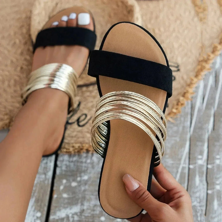 Women’s Suede Flat Slip On Open Toe Sandals