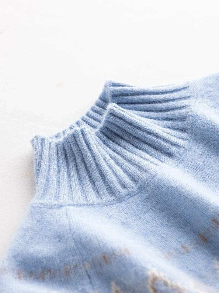 Women's Wool Knit Mock Neck Fair Isle Sweater