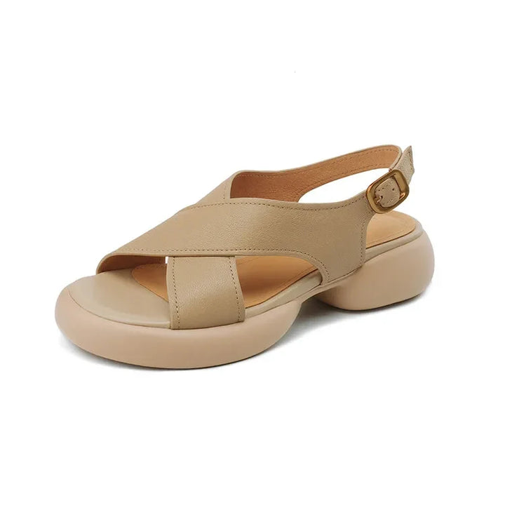 Sandales plates à brides en cuir pour femmes
