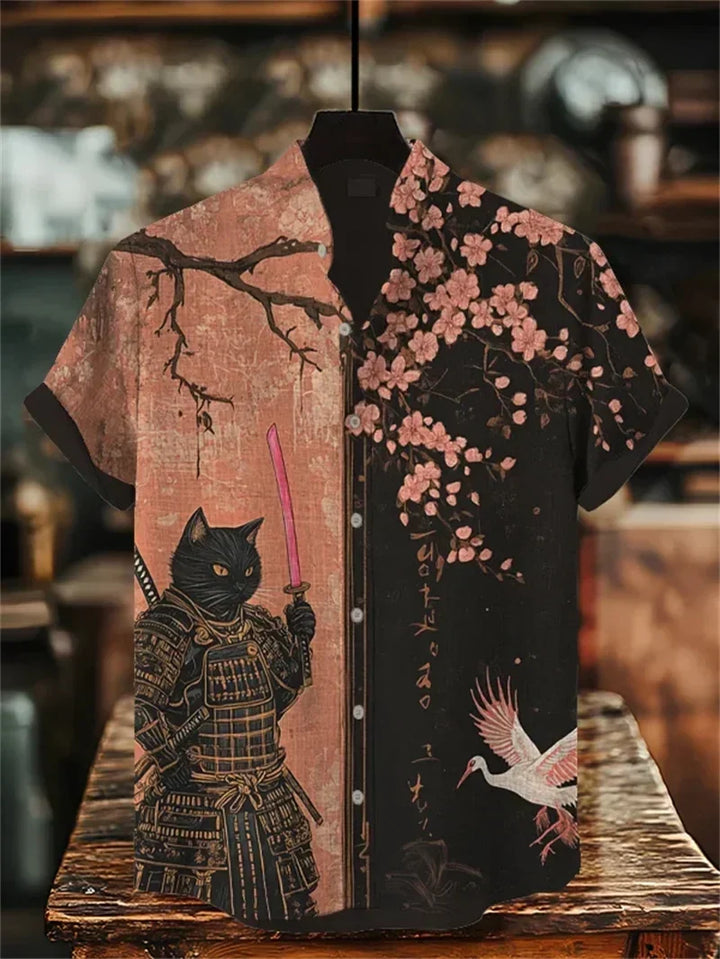 Men's Linen Casual Short Sleeve Hawaiian Graphic Shirt
