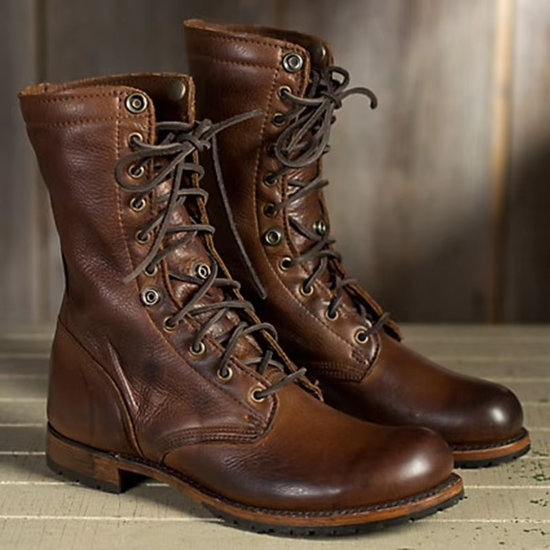 Men's Leather Boots Lace Up Footwear