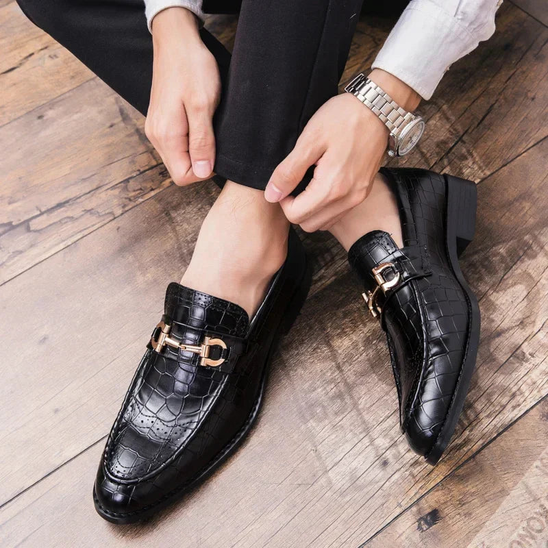Men's Leather Slip-On Buckle Loafers