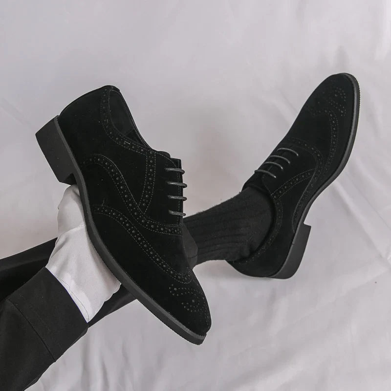 Men's Suede Leather Brogue Oxfords Dress Shoes