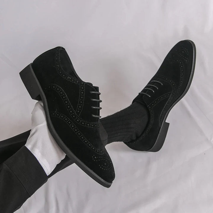 Men's Suede Leather Brogue Oxfords Dress Shoes