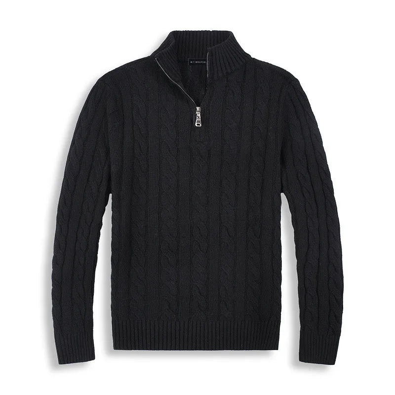 Men's Merino Wool Quarter Zip Cable Knit Sweater