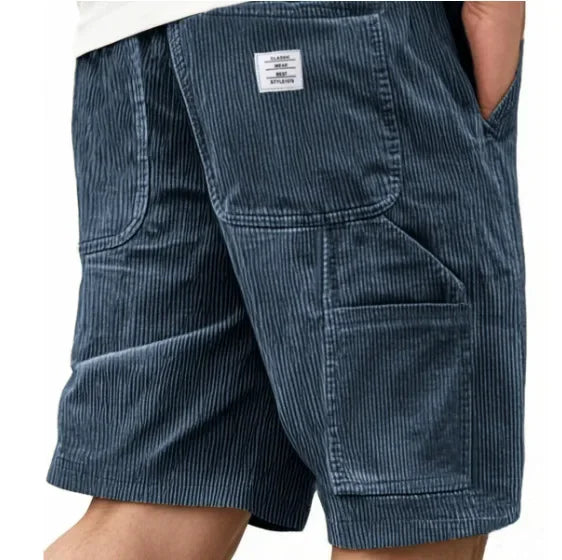Men’s Corduroy Elastic-Waist Cargo Shorts
