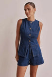 Short en jean pour femme, taille haute, coupe décontractée et ajustée