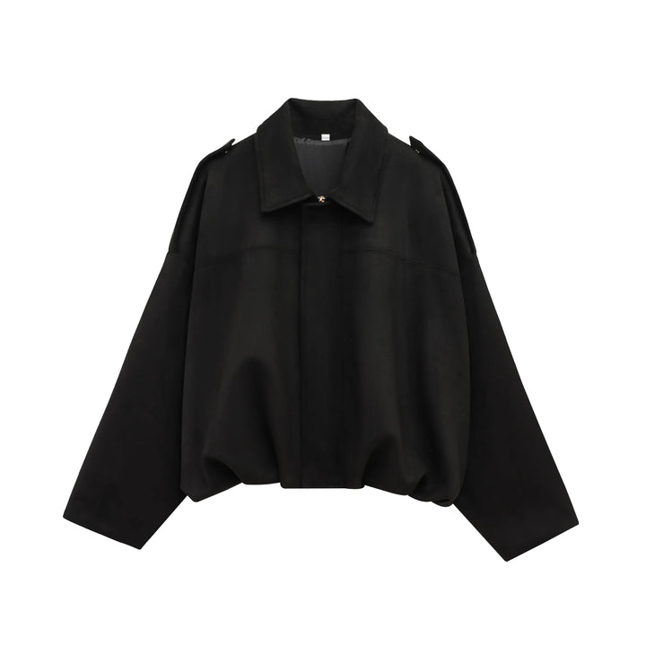 Women's Suede Bomber Jacket Casual Outerwear Coat