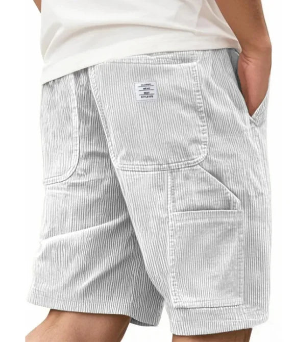 Men’s Corduroy Elastic-Waist Cargo Shorts