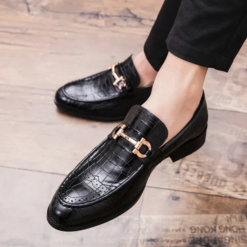 Men's Leather Slip-On Buckle Loafers