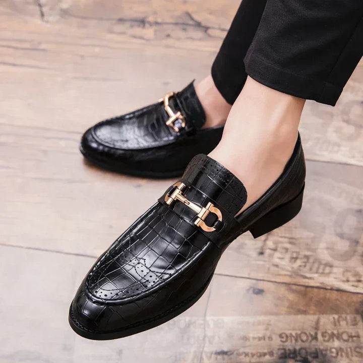 Men's Leather Slip-On Buckle Loafers