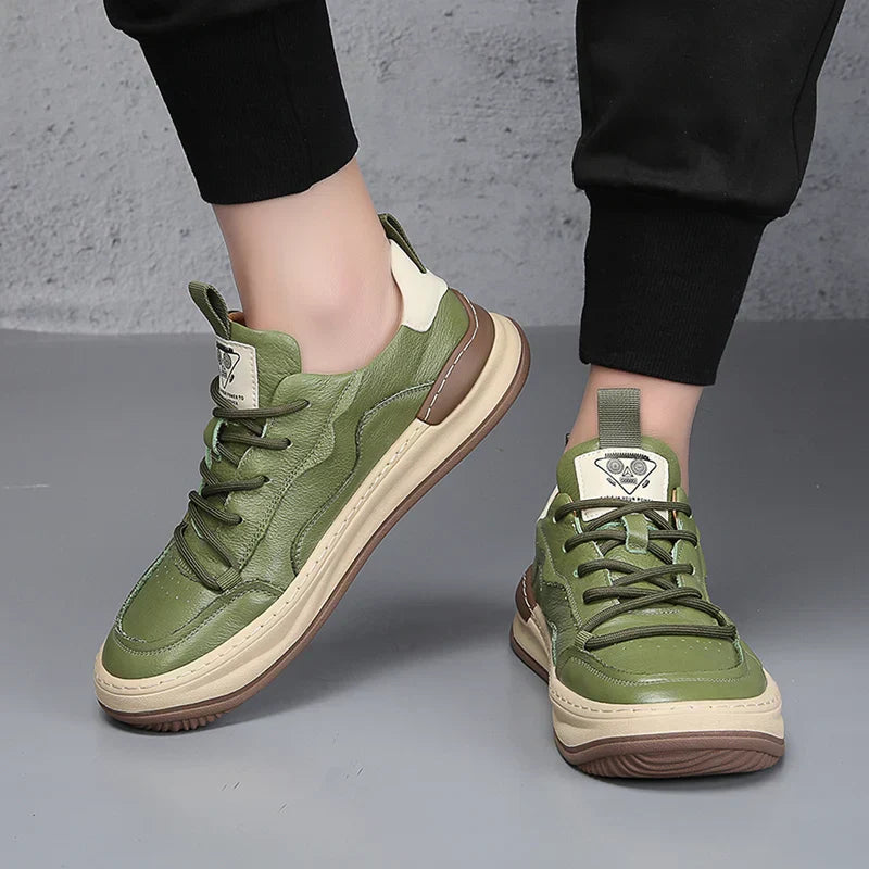Men's Leather Fashion Sneakers Casual Walking Shoes