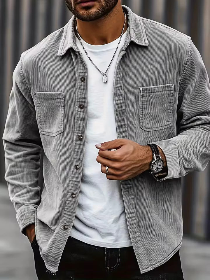 Men's Corduroy Long Sleeve Button-Down Shacket