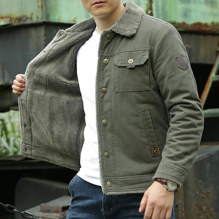 Men's Fleece Lined Trucker Cargo Work Jacket