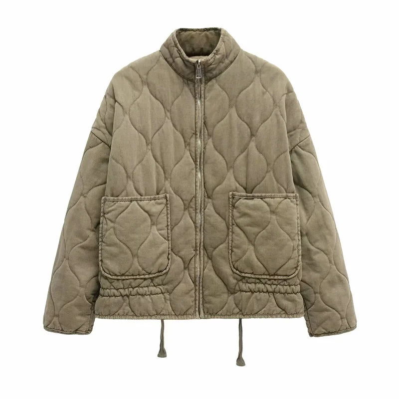 Women's Fleece Zip Up Quilted Jacket