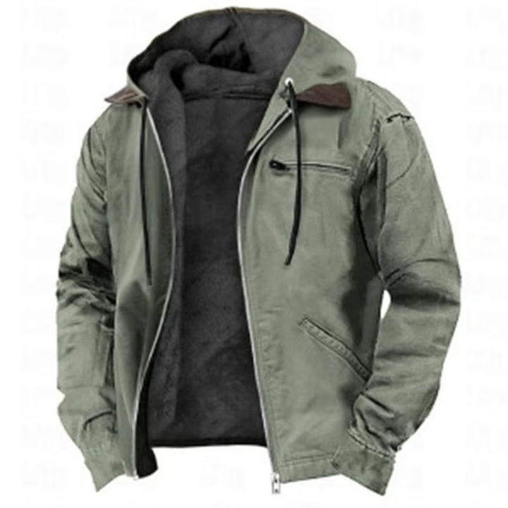 Veste tactique chaude à capuche en polaire pour homme, fermeture intégrale éclair, manteau épais